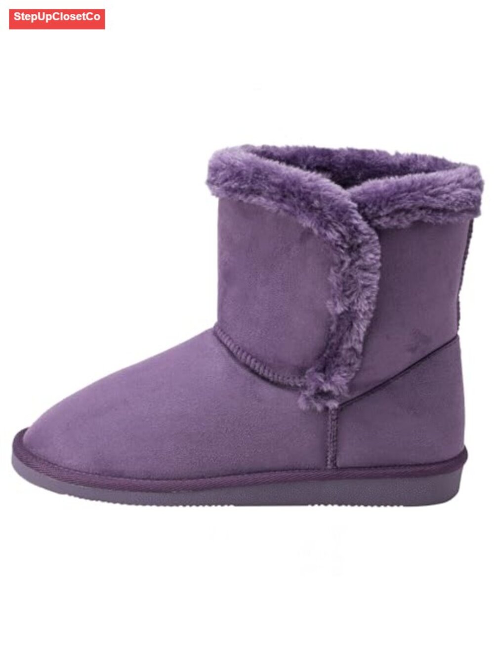 Short Faux Shearling Microsuede Winter Boots Anti-Slip Sherpa Lined